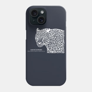 Amur Leopard with Common and Latin Names - detailed big cat design Phone Case