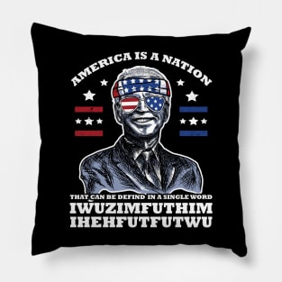 Confused Biden America Flag Sunglasses America is a Nation Pillow