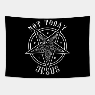 Not Today Jesus I Satanic Baphomet Goat design Tapestry