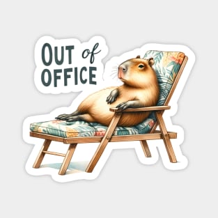 Out of Office Capybara Lounging on Chair Magnet