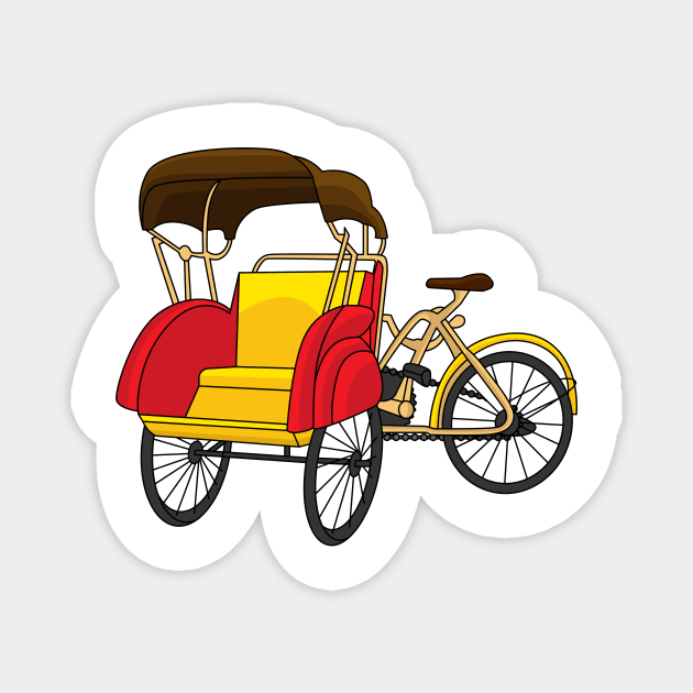 Pedicab rickshaw cartoon illustration Magnet by Cartoons of fun