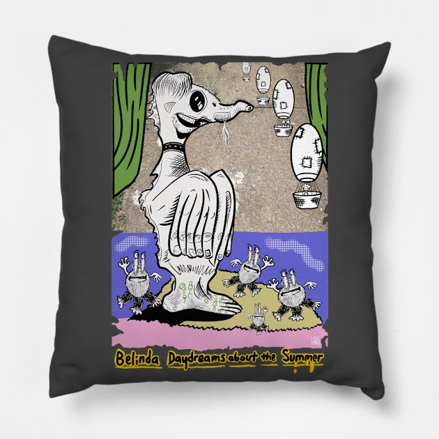 Belinda Thinking About Summer Pillow by Popoffthepage