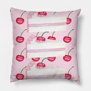 Fun watercolor cherry cake slice design Pillow