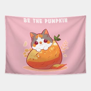 Cute Kawaii cat - Be the pumpkin Tapestry