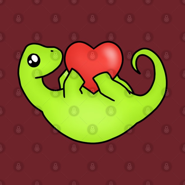 Valentines Day - Be My Valentine - Cute Brachiosaurus Holding a Heart by saradrawspaleo