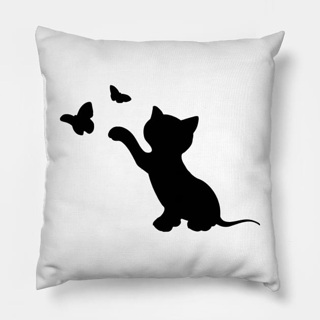 cat and butterfly Pillow by TotaSaid