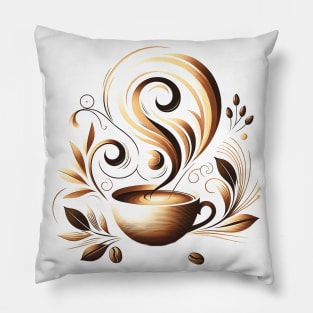 Golden Aroma Swirl, Life brings after coffee Pillow