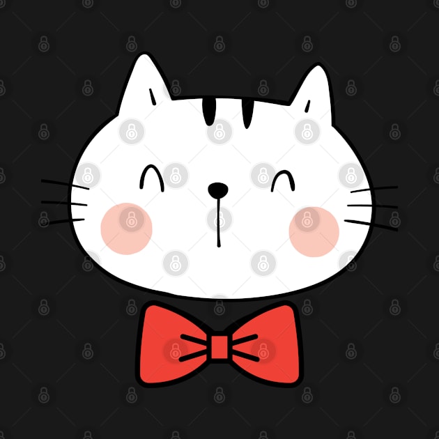 Cute Cat with Red Bow by Happy Orange Designs