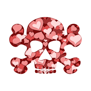 Heart filled Skull and crossbones T-Shirt