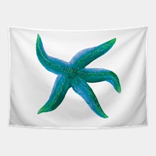 Starfish Glowing Blue and Green Tapestry