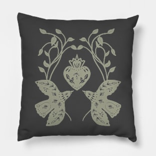 grey birds and heart Pillow