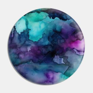 Ombre Watercolor Teal and Purple Pin