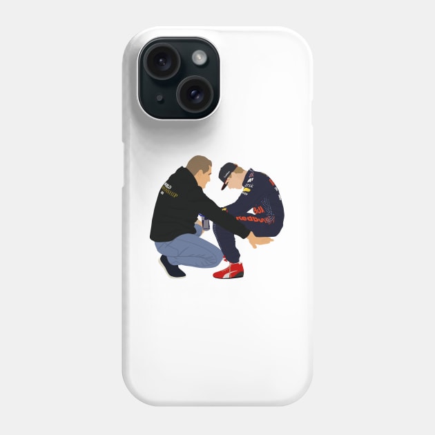 Jos and Max Verstappen celebrating Max winning the 2021 Formula 1 World Drivers Championship Phone Case by royaldutchness