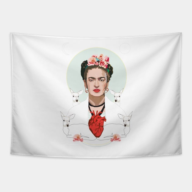 Frida Kahlo (white) Tapestry by annamckay