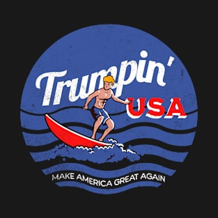 Trumpin' USA Funny Surfing Trump 2024 Election Retro T-Shirt