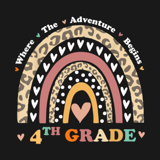 Back To School 4th Grade Where The Adventure Begins Rainbow T-Shirt