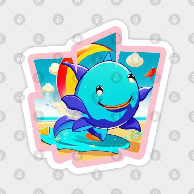 Beautiful baby blue dolphin Magnet by ShopColDigital