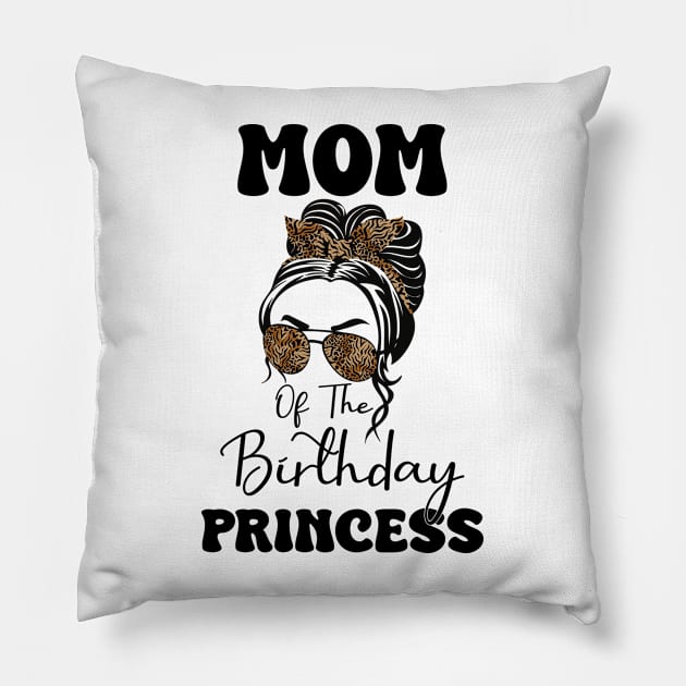 Funny Leopard Mom Of The Birthday Princess Girls Party Pillow by KB Badrawino