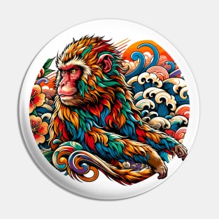 Japanese style monkey art Pin