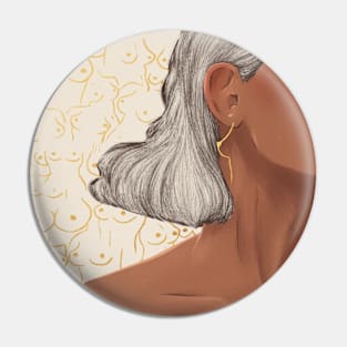 Golden Boob Earrings White Pin