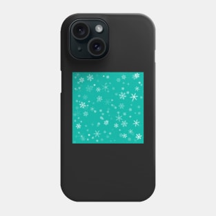 White and Turquoise Snowflake Winter Pattern Phone Case