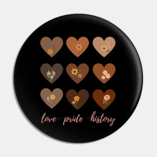 African American Love Pride History Melanin Wildflower Hearts Pin