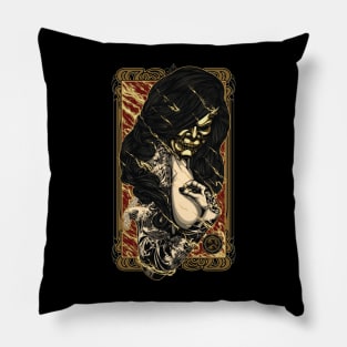 Masked Girl in flames Pillow