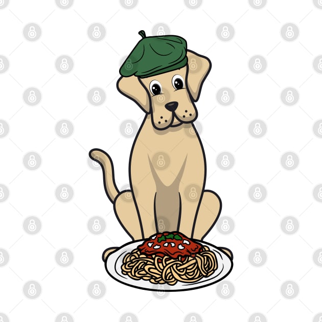 Cute Big Dog is eating spaghetti by Pet Station