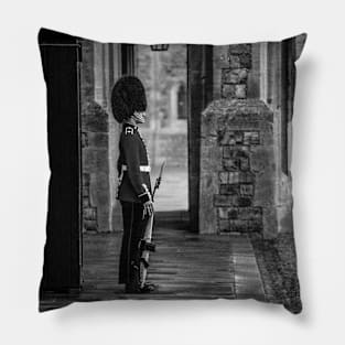 Standing Guard, Windsor Castle - BW Pillow