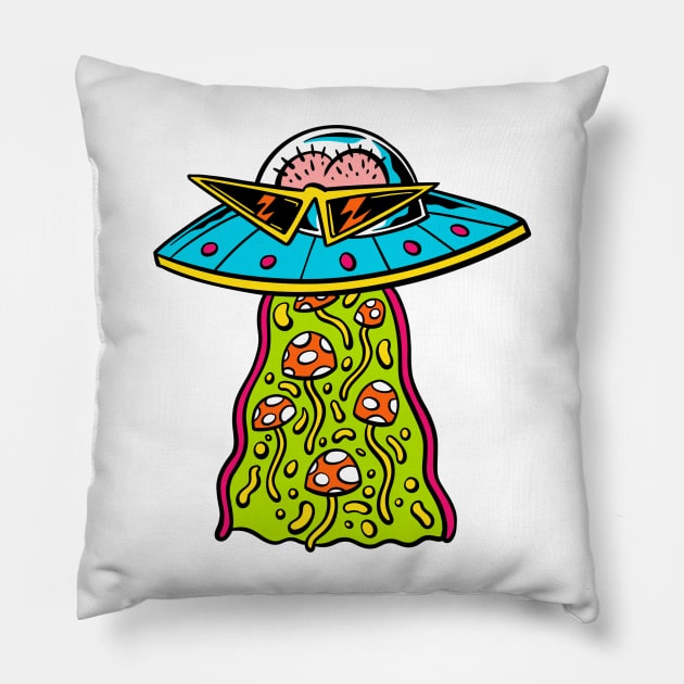 Mushroom Flying Saucer Pillow by Joe Tamponi