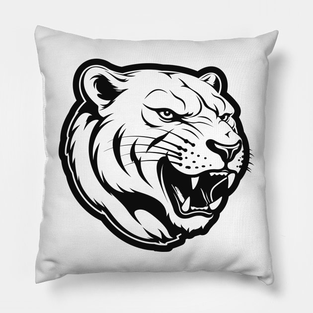 panther black head t-shirt Pillow by ArtvectorDSGN