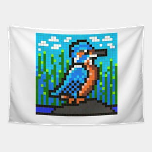 Kingfisher Pixel Painting Tapestry