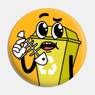 Garbage Bin Cartoon Mustard Yellow Pin