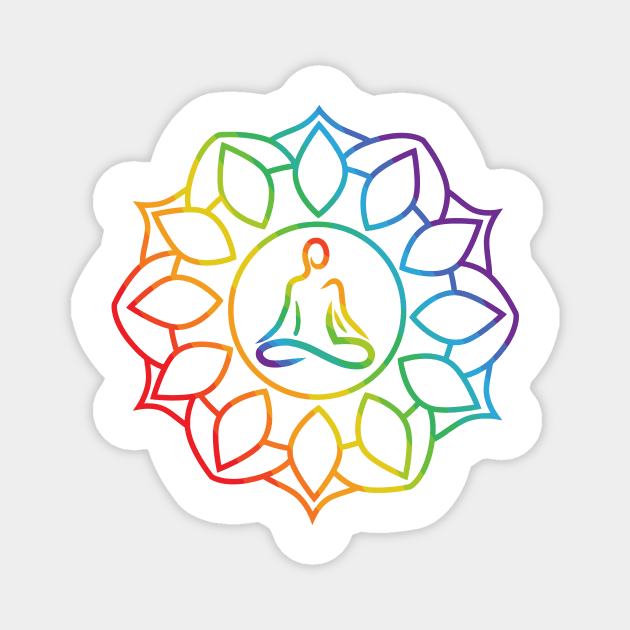 Yoga Mandala Rainbow Colors Magnet by Lemonflowerlove