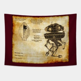 Alien Probe Parchment Blueprint Tapestry