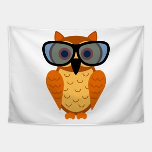Funny and Cute Nerdy Owl with Nerd Glasses Tapestry