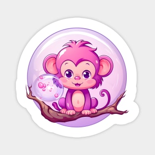 Purple Monkey in a Bubblegum Tree Magnet