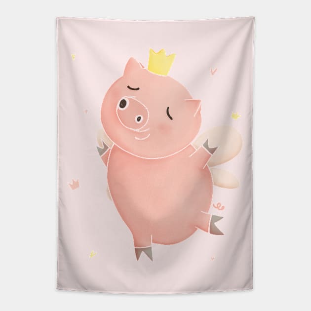 The Pig King Tapestry by Lmay