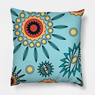 seamless pattern with leaves and flowers paisley style Pillow