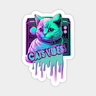 neon music cat Magnet