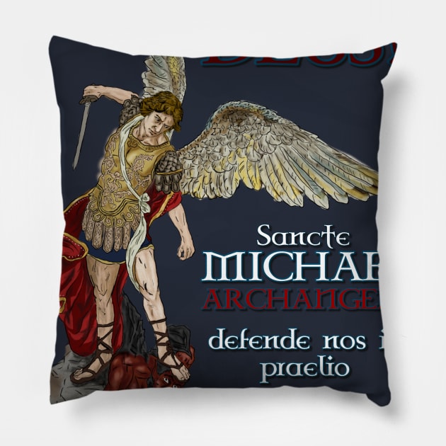 Saint Michael Pillow by Leo Carneiro