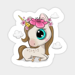 Cute unicorn with flowers. Magnet