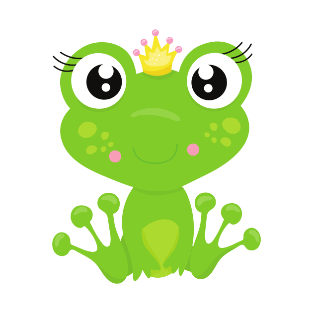 Cute Frog, Green Frog, Frog Princess, Crown by Jelena Dunčević