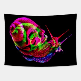 Neon Snail Skull Tapestry