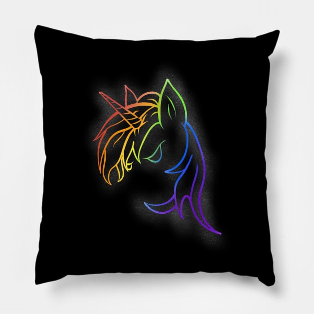 Pride Unicorn Outline Pillow by Danispolez_illustrations