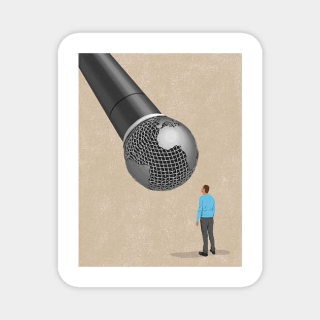 Globe Mic Magnet by John Holcroft