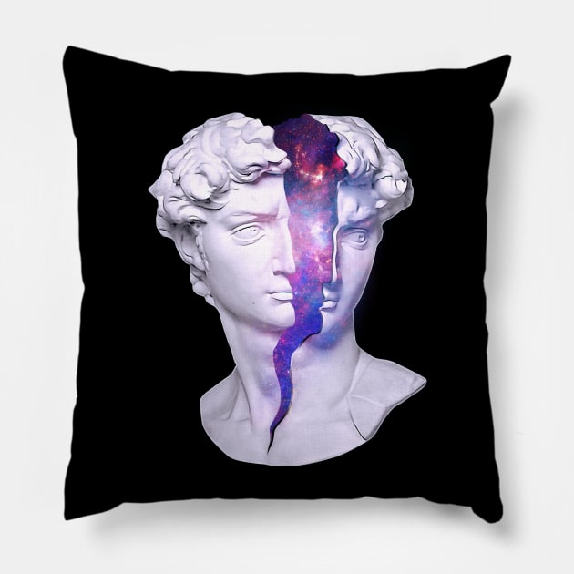 David Greek Statue Vaporwave Aesthetic Outer Space Galaxy Pillow by Vaporwave