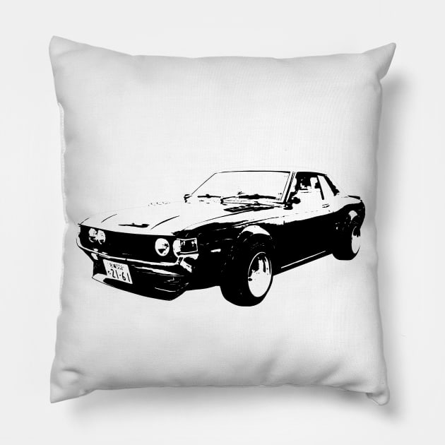 1976 Toyota Celica  B&W Pillow by GrizzlyVisionStudio