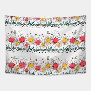 Kids Doodle Flowers Tapestry