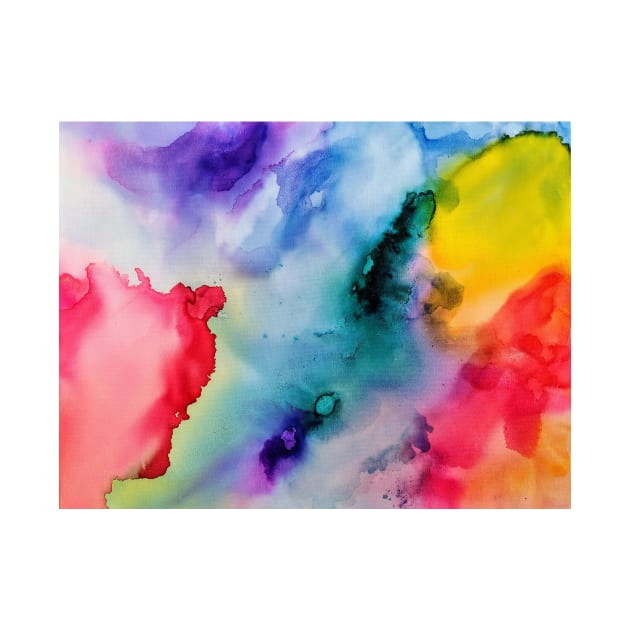 Multicolored Watercolor Splash Abstract Art by Moshi Moshi Designs